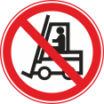 >Запрещается движение средств напольного транспорта. Запрещающий знак.